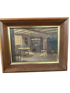 Quadro vintage con cornice Illinois Moulding Co Chicago cane lupo di Fireplace Hearth - Foto 1 di 8