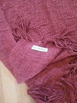 pottery barn tomate red knit throw blanket cabincore cottagecore basketweave — 第 1/4 张图片
