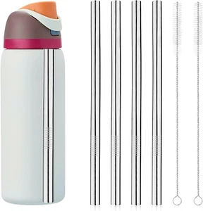 4Pcs Metal Straws for Owala Kids Freesip 16oz Bottle Reusable with 2 Brushes - Picture 1 of 7