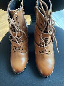 DUNE LONDON PASSION HEELED TAN BOOTS SIZE 5 NEW LACE UP BUCKLE £150 WOW
