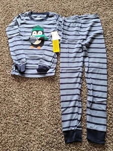 NWT Gymboree Boys Size 7 Blue Striped Penguin Gymmies Pajamas - Picture 1 of 5