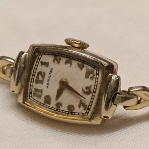 Hamilton 14k Gold Filled Ladies Wristwatch - S&W With Band/ Runs Nice. - Picture 1 of 5