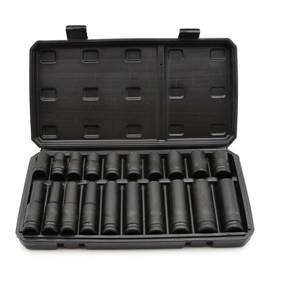 SET 20 BUSSOLE LUNGHE CORTE RINFORZATE 1/2" IMPATTO ARIA PNEUMATICO 10-19mm - Immagine 1 di 4