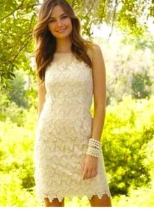 LILLY PULITZER Fulton DRESS sz 6 Papillon Lace Buttefly Gold Cream Wedding - Picture 1 of 9