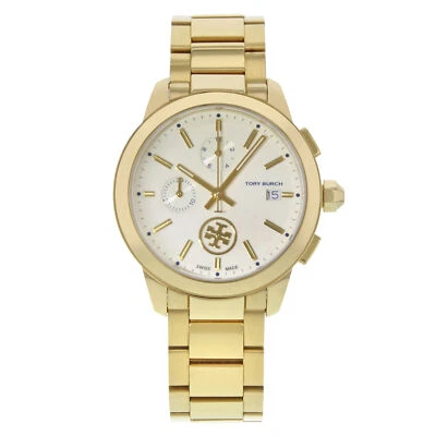 Tory Burch Collins Chrono Gold Tone Steel Cream Dial Ladies Quartz Watch TB1250 - Image 1 of 4