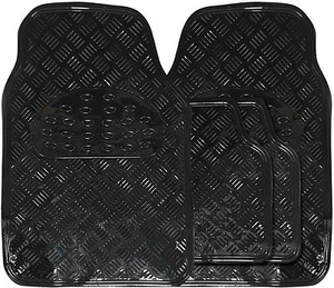 Universal Metallic Schwarz Robust Langlebig Riffelblech Gummi Auto Fußmatten - Bild 1 von 1