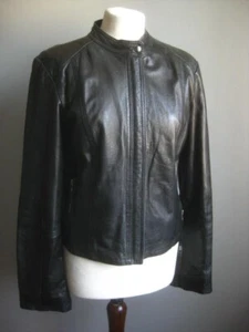 OASIS LEATHER BIKER JACKET 14 12 racer soft distressed short lightweight real - Picture 1 of 20