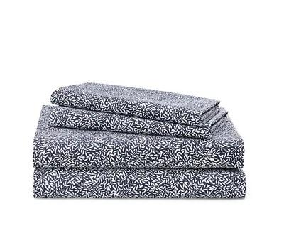 LAUREN RALPH LAUREN Ralph Lauren Spencer Leaf Sateen Sheet 4 Pc Set Navy King $ 220