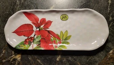 Michel Design Works Christmas Pointsettia Serveware Accent Tray Melamine - Image 1 of 4