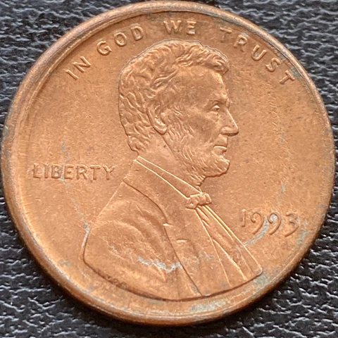 1993 Lincoln Cent 1c BROADSTRUCK + OFF CENTER ERROR Broadstrike #24186 Cover
