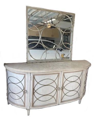 Hickory Chair 'Duchamp Demilune' white bow front sideboard Cover