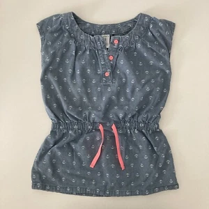 Carter's Girls Blue Chambray Anchor Print Tunic Top Size 5 Elastic Tie Waist - Picture 1 of 4
