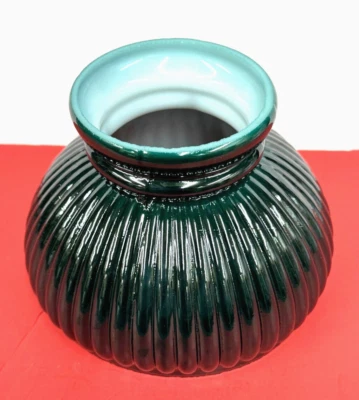 GREEN 6" STUDENT Ribbed GLASS Globe Replacement LAMP SHADE Cased USA NEW 84091 - Image 1 of 4