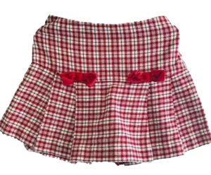 GYMBOREE Girls Chritmas Skorts Skirts Shorts Size 6 Red Plaid Bow Tie Cotton - Picture 1 of 6