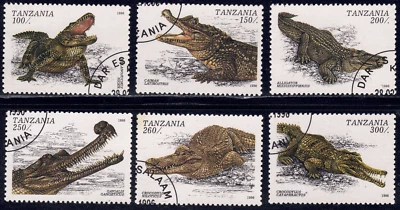1996 Tanzania - SC# 1463-1468 - Crocodiles - Alligators - 6 Different  - Used - Image 1 of 2