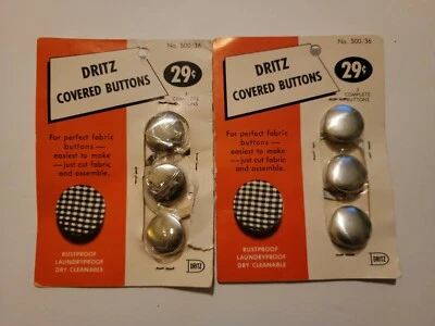 Bundle of 2 Vintage Carded  Dritz Covered Buttons Size 45 1 1/8" -- 1962 - Image 1 of 3