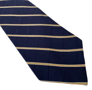 Nautica Navy & Gold Striped Classic Textured Silk Neck Tie Necktie USA - Picture 1 of 4