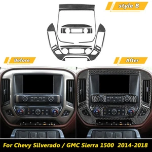 Carbon Fiber Center Console Dashboard Trim For Chevy Silverado/GMC Sierra 14-18 - Picture 1 of 11