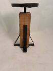 Large Ruff Hewn Wooden and Black Metal Tall Post Candle Holder 10" Rustic