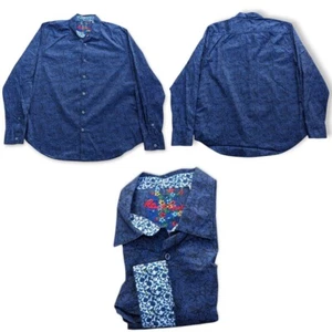 Robert Graham Flip Cuff Shirt Men's XL Long Sleeve Button Up Blue Floral EUC - Picture 1 of 4