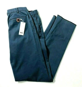 NWT Hiltl Dayne Cotton Stretch Flat Front Khaki Pants in Blue Size 34/38 - Picture 1 of 11