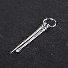 NEW Pure S990 Sterling Silver Good Luck Pattern Toothpick Ear Pick Keychain Pend