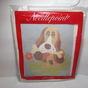 Vintage Coats & Clark Needlepoint Kit # 5725 Basset Hound 8 x 10 - Picture 1 of 6