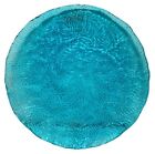 Monna Art Glass Salad Plate Aqua Blue Leaf Textured Handmade Turkey Replacement
