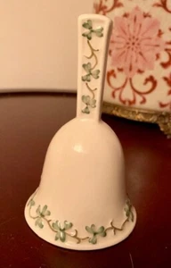 Vintage   Irish Porcelain Bell White with Green Shamrocks,  4.5" H x 2.5" W - Picture 1 of 2