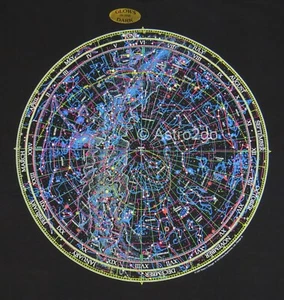 CARTOGRAFIA STELLARE - Maglietta Mappa Stellare Costellazione Luminosa Astronomia Spazio - Foto 1 di 3