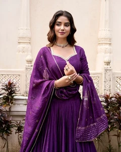 Purple Indian Pakistani Party Wine Lehenga Wedding Bridal Bollywood Lengha Choli - Picture 1 of 7