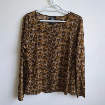 Top Ellen Tracy Hecho Exclusivamente Para Dillards Mezcla Seda Gasa Estampado Animal L Foto 1 de 4