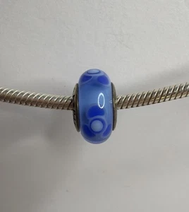 Pandora Murano Glas Blaue Blumen für Sie Retired Sterling Bead Charm 790644 - Bild 1 von 3