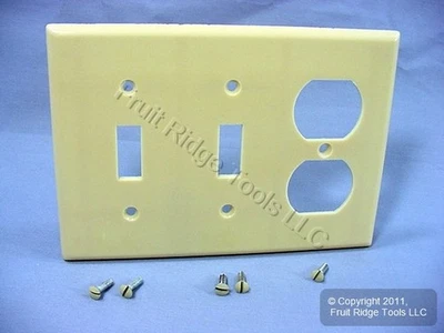 Interruptor de palanca de 3 velocidades marfil Leviton 86021 salida dúplex cubierta de placa de pared estándar Foto 1 de 4