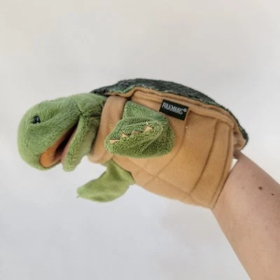 Folkmanis Green Turtle Hand Puppet Plush Stuffed Toy Story Telling Learning  7" - Image 1 of 4
