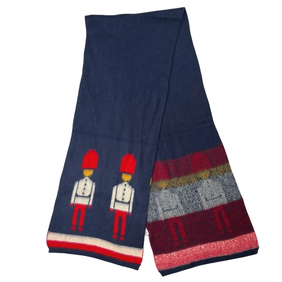 Cascanueces Navidad Vacaciones Soldado Azul Rojo Peso Pesado 100% Acrílico Bufanda Foto 1 de 4