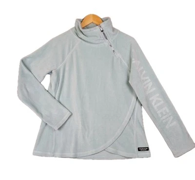 CALVIN KLEIN PERFORMANCE Sweatshirt Women Small Seafoam Soft Pullover Zip Collar - Image 1 of 4