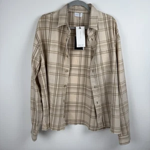 Camisa John Elliott Para Hombre Cuadros de Trigo Hemi Gran Tamaño Beige Marrón Talla XL X-Grande - Imagen 1 de 9