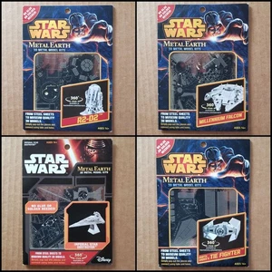 Star Wars Metal Model Kit (4) R2-D2 Millennium Falcon Star Destroyer TIE Fighter - Picture 1 of 10