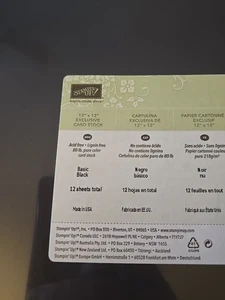 Retired Stampin Up! Basic Black 12 X 12 Cardstock 24 Sheets 124267 - Picture 1 of 1