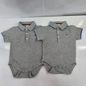 Babies Grey Cotton Piqué Zebra Polo Baby Grow / Newborn / 0-3 Months  - Picture 1 of 8
