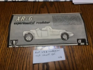 AMT 1/25 VINTAGE XR-6 ROADSTER INSTRUCTION SHEET USED 1960’S ERA - Picture 1 of 3