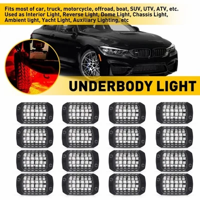 16 cápsulas rojo puro 36 luces de roca LED sistema debajo de la carrocería iluminación coche camión Foto 1 de 4