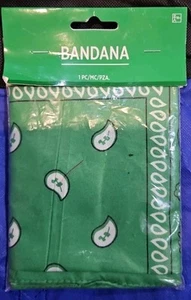 Square Paisley Bandana - Green/White - St Patrick's Day - Costume Accessory - Picture 1 of 2