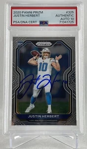 Justin Herbert 2020 firmado autografiado Prizm #325 novato a radiocontrol PSA/ADN GEMA 10 automático - Imagen 1 de 2