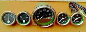Kit de medidores Willys MB Jeep Ford CJ GPW - velocímetro 70 mph temperatura aceite combustible amperio - Imagen 1 de 2