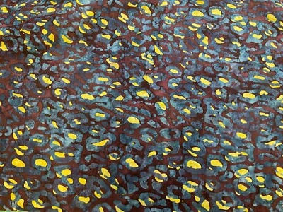 BANYAN BATIK-AFRICAN VIOLETS-CORNFLOWER COLLECTION #NO-80163.44-BLUE/GOLD-BTY - Image 1 of 2