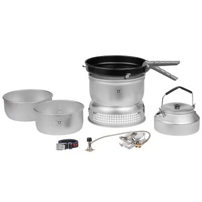 Trangia Camping Cocina Estufa Set Aluminio Exterior Senderismo Sartén Olla Parabrisas Foto 1 de 3