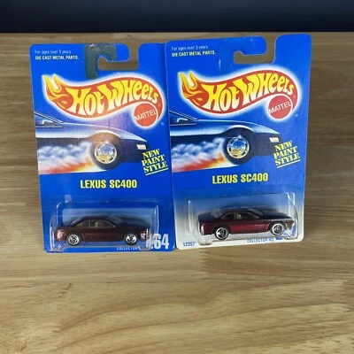 Hot Wheels 1992 tarjeta azul Lexus SC400 #264 granate lote de 2 variaciones Foto 1 de 4