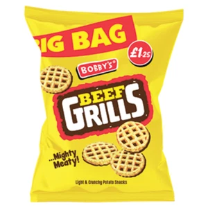Bobby's Beef Grills Crisps Full Box Of 15 Packets at 60g Each Pack - Picture 1 of 2